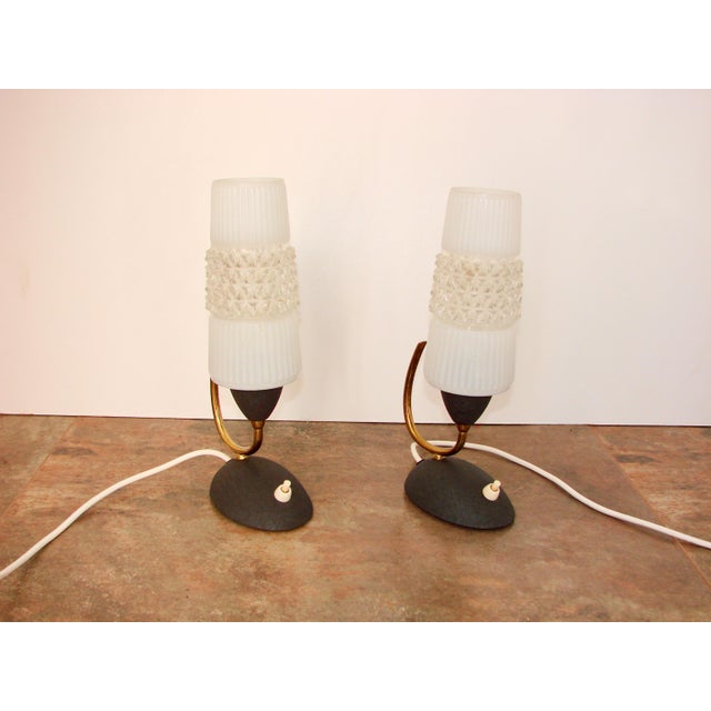 Mid-Century Lamps in Brass and Glass, 1960s, Set of 2 For Sale - Image 4 of 9