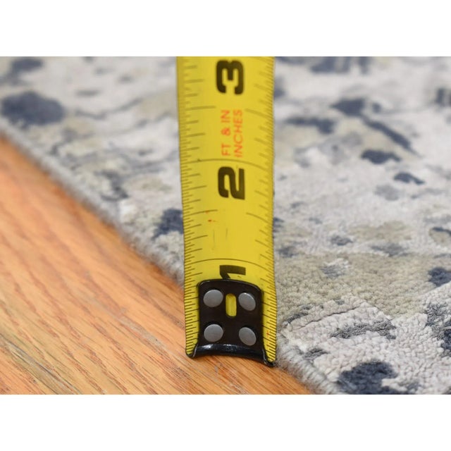 Gray 2010s Agreeable Gray, Dense Weave Broken and Erased Geometric Design, Art Wool and Silk Hand Knotted, Oriental Rug For Sale - Image 8 of 13