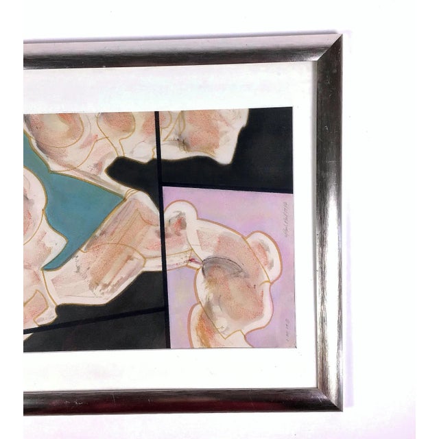 Peach 1984 Paul Reed Original Abstract Signed Painting For Sale - Image 8 of 12