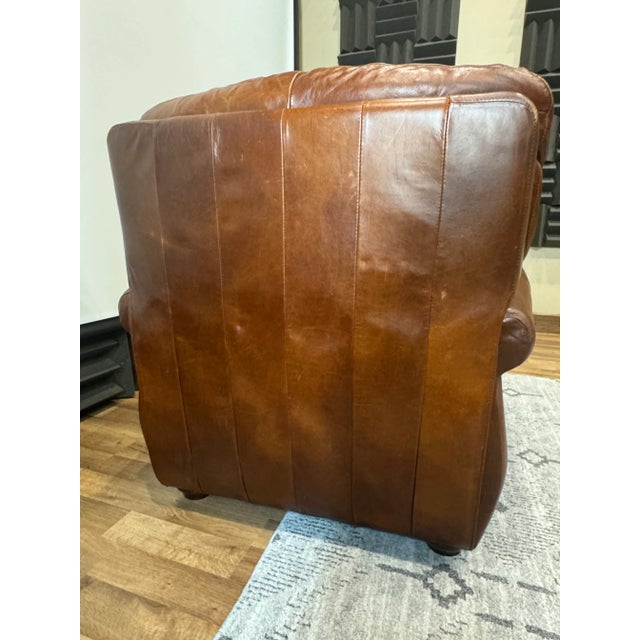 Vintage Traditional Chocolate Brown Leather Club Chair Recliner With Brass Nailhead Trim For Sale - Image 12 of 16