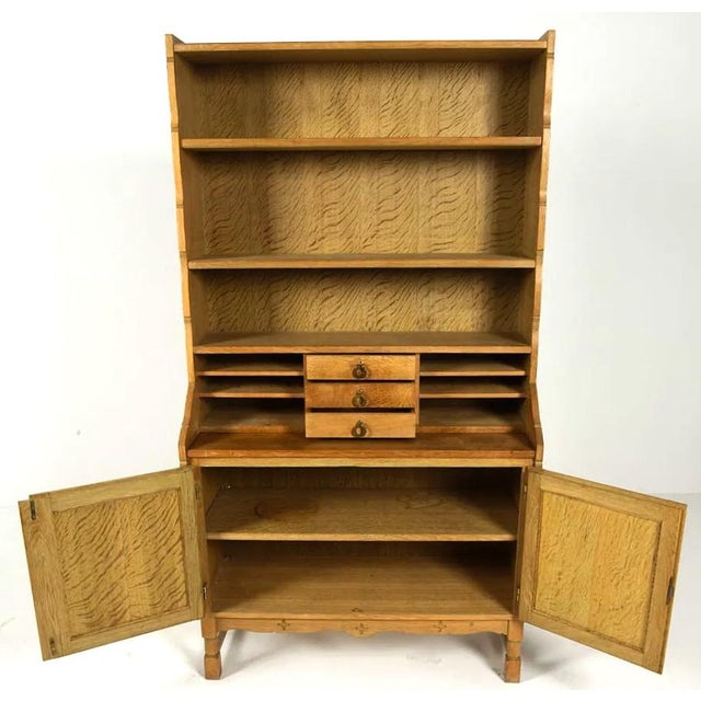 Stunning Norwegian oak upright credenza / bookcase / secretary type case piece. Beautifully crafted and solidly made. The...