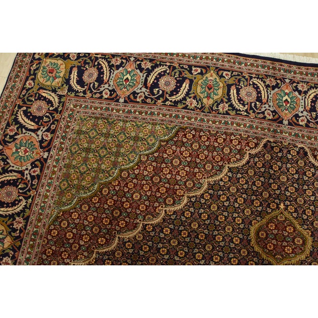 Textile Fine Tabriz Rug 9’9” X 12’7” Blue Wool Traditional Hand-Knotted Carpet For Sale - Image 7 of 15