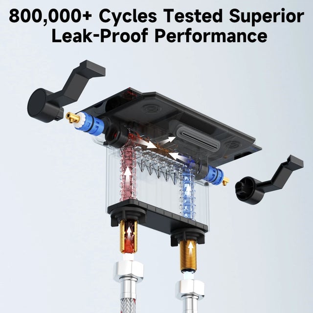 Black 4-Inch Matte Black Dual-Handle Vessel Sink Faucet With Shelf For Sale - Image 8 of 10