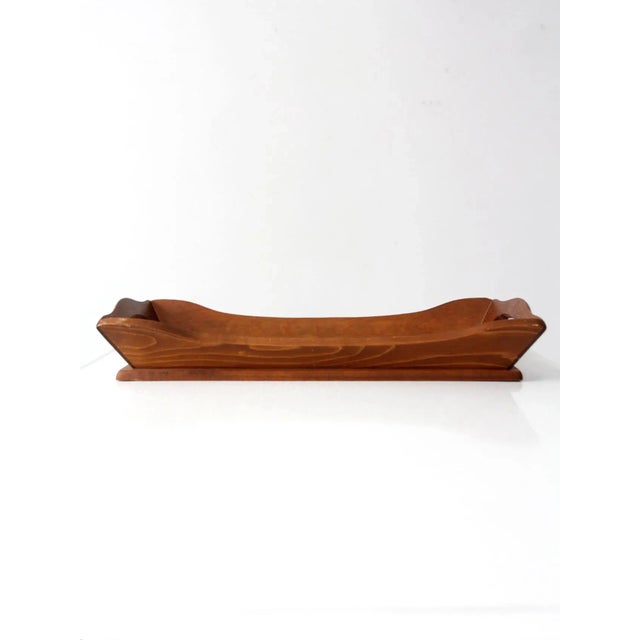Farmhouse Vintage Carved Wood Farmhouse Tray For Sale - Image 3 of 11