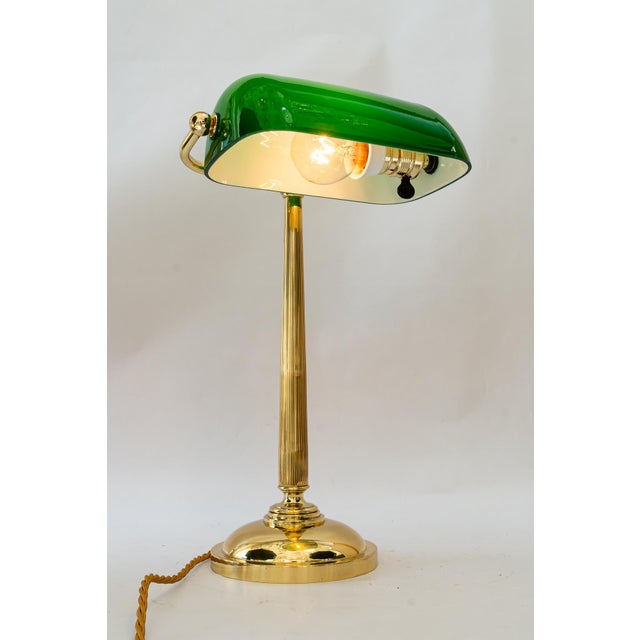 Art Deco Banker Lamp with Green Glass Shade, Vienna, 1920s For Sale - Image 10 of 18