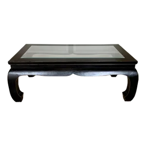Late 20th Century Kang Style Rectangular Glass Top Coffee Table