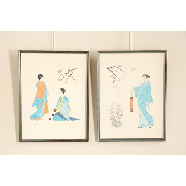 Quality Pair of Custom Framed Japanese Original Prints, 'The Far East' Numbered 768/1000 and 'Tea Ceremony' Numbered...