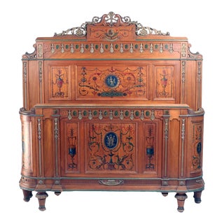 19th Century Austrian Painted Full Bedframe For Sale