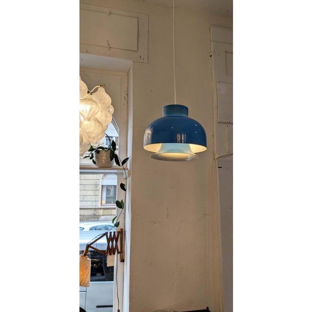 Metal Scandinavian Blue Pendant Lamp, 1970s For Sale - Image 7 of 9