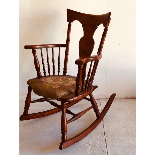 Antique Rosewood Tapestry Rocking Chair Victorian Vintage Chairish