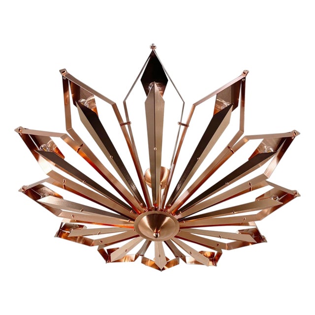 21st Century Satin Copper Dahlia Flush Mount by Fabio LTD For Sale