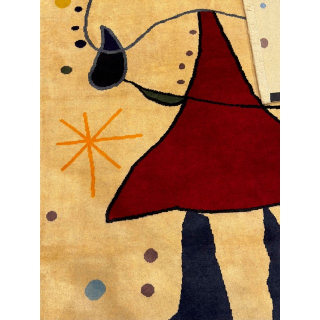 Mid 20th Century Mid 20th Century French Artistic Designed After J. Miro Rug 6'0" X 6'7'' For Sale - Image 5 of 12