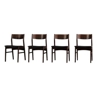 Mid-Century Scandinavian Modern Dining Chairs in Beech and Rosewood, 1960s, Set of 4 For Sale