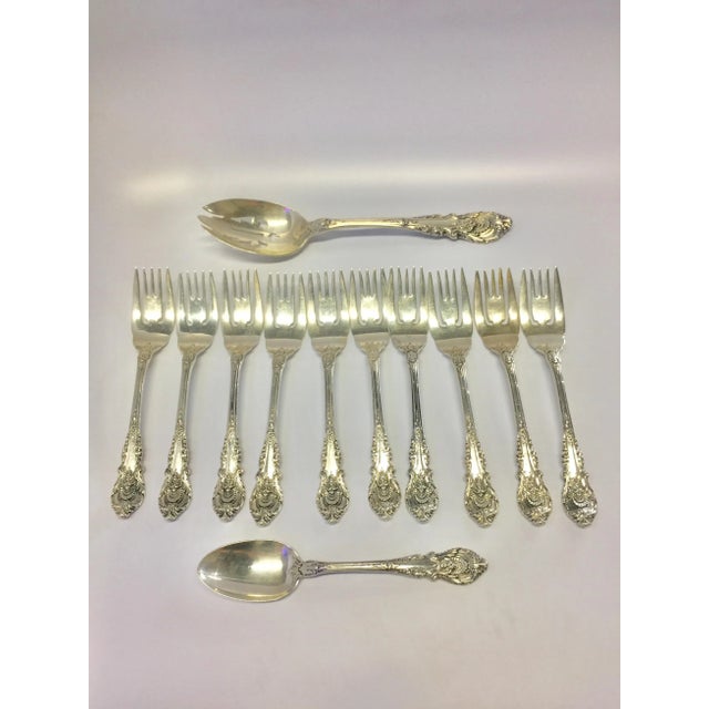 1930s Sr. Christopher Wallace Sterling Silver Flatware - 12 Piece Set For Sale - Image 9 of 9