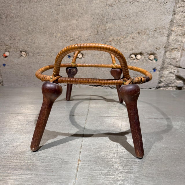 Jens Quistgaard Jens Quistgaard for Dansk Designs Casserole Stand Anker Line Rattan Teak For Sale - Image 4 of 9