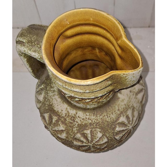 Vintage Green Ceramic Handled Jug Vase from Bay-Keramik, 1970s For Sale - Image 3 of 5