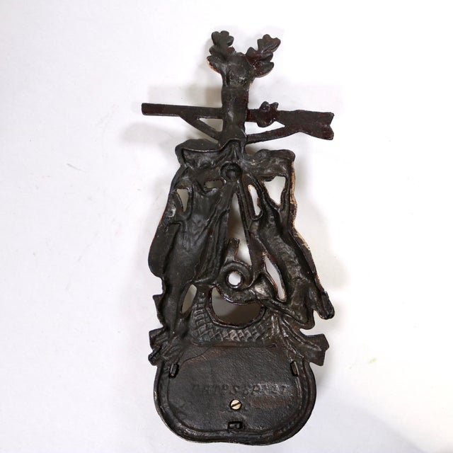 Metal Antique Stag, Rabbit and Fowl Matchstick Holder For Sale - Image 7 of 10