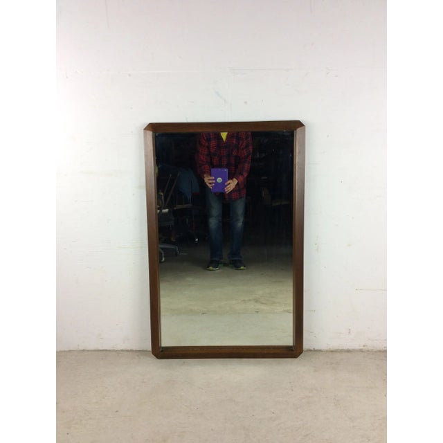 Mid Century Modern Wall Mirror With Angular Walnut Frame For Sale - Image 12 of 12