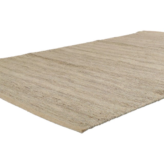 Swedish Inspired Kilim rug with Minimalist Scandinavian Modern Style 05'02 x 08'00. Warm and inviting with hygge vibes,...