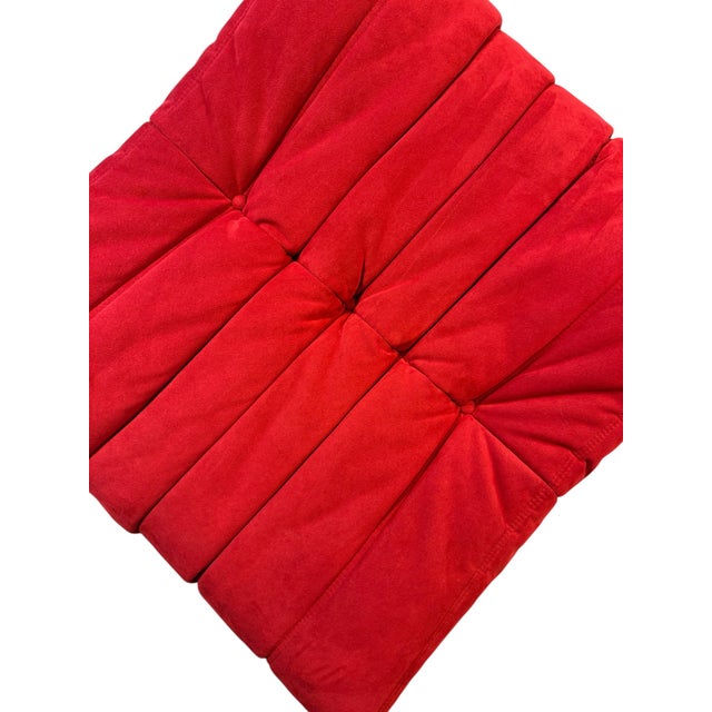 Red Set of Red Alcantara Togo Fireside Chair & Ottoman by Michel Ducaroy for Ligne Roset For Sale - Image 8 of 9