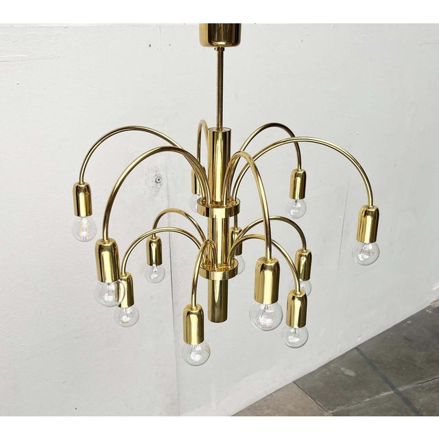 Vintage German Brass Chandelier from Star Leuchten, 1970s For Sale - Image 15 of 18