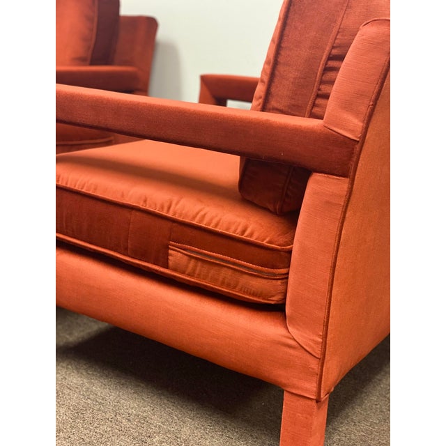 1970s Milo Baughman Red Parsons Armchairs – a Pair For Sale - Image 10 of 12