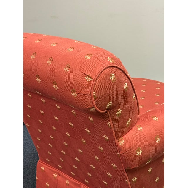 Recently Reupholstered Swivel Chair With Ottoman For Sale - Image 9 of 10