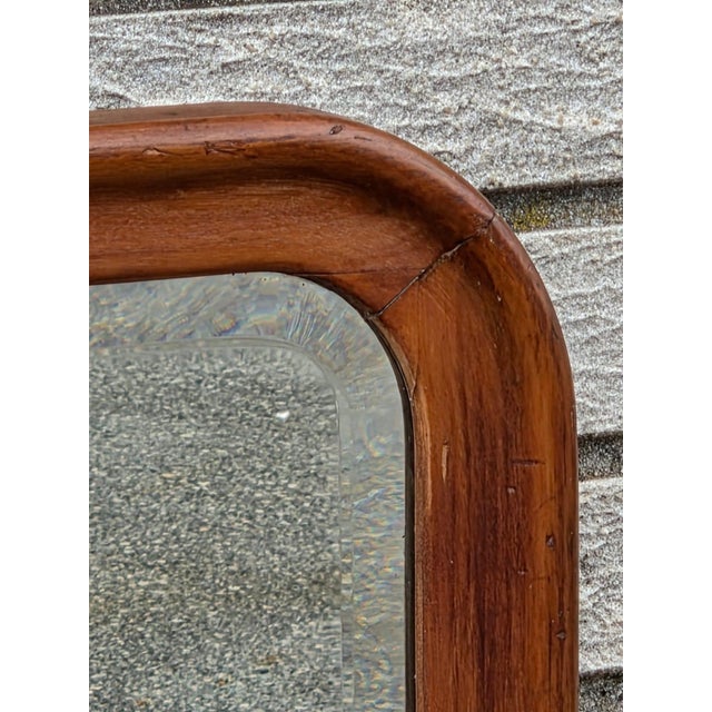 Wood 920 Walnut Rectangular Wall Beveled Edge Mirror. For Sale - Image 7 of 17