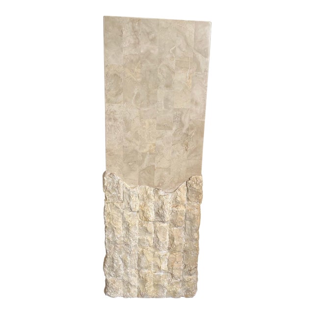 1980s Postmodern Tessellated Stone Pedestal Plinth For Sale