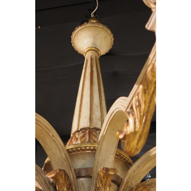 Large Early 1900s Painted and Gilded Wooden Chandelier From Italy, 72.5 X 49 In For Sale - Image 14 of 18