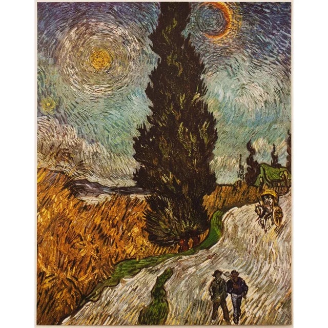 Paper 1950s After Vincent Van Gogh "The Road With Cypresses", First Edition Vintage Print For Sale - Image 7 of 9