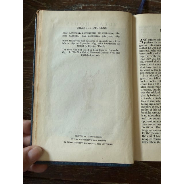 Blue Bleak House by Charles Dickens 1948 Oxford University Press Leather Bound Illustrated Classic Novel For Sale - Image 8 of 10