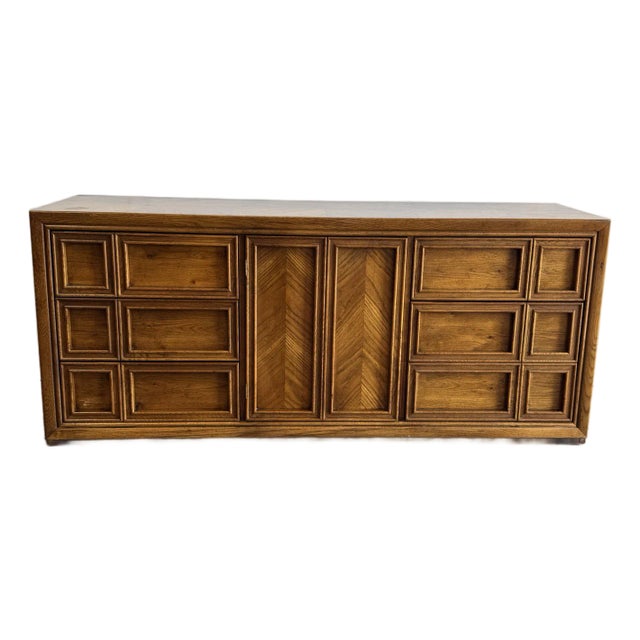 Vintage Mid Century Oak Dresser - Stylish Brutalist Lowboy 1960s For Sale