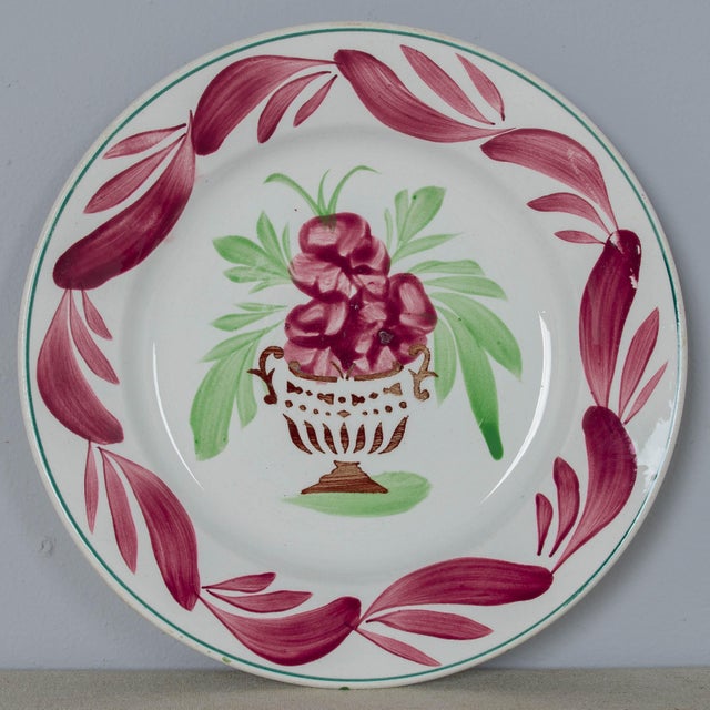 19th Century French Plates, Hand-Painted Set of 4 For Sale - Image 4 of 7