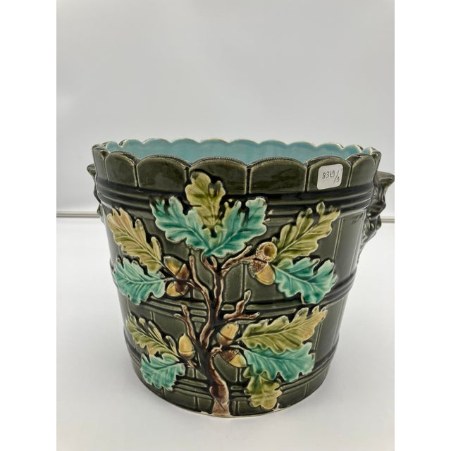 Early 20th Century Art Nouveau Vase Cache Pot Barbotine Ceramic Gustave De Bruyn Lille For Sale - Image 10 of 14
