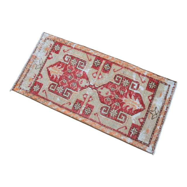 Hand Knotted Door Mat, Entryway Rug, Bath Mat, Kitchen Decor, Small Rug, Turkish Rug - 1′7″ × 3′3″ For Sale
