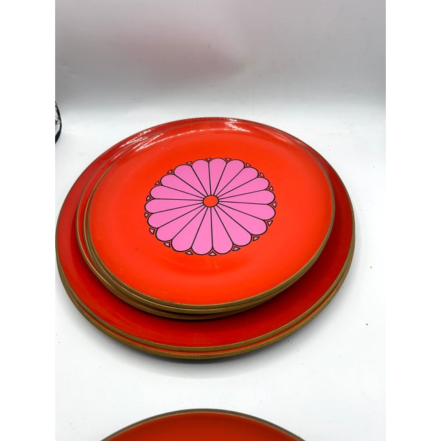 Vintage CTO Japan Melamine Flower Power Plates and Serving Platters, Set of 10 For Sale - Image 9 of 17