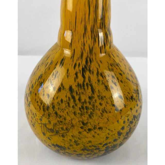 French Art Deco period blown art glass stem vase signed MULATY. This fine quality Art Deco vase is circa, 1920-30 with a...
