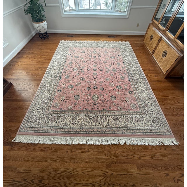 Vintage Super Fine Persian Pakistani Kashan Rug (10'5" x 8'4"). Hand knotted in Pakistan, this rug features amazingly...