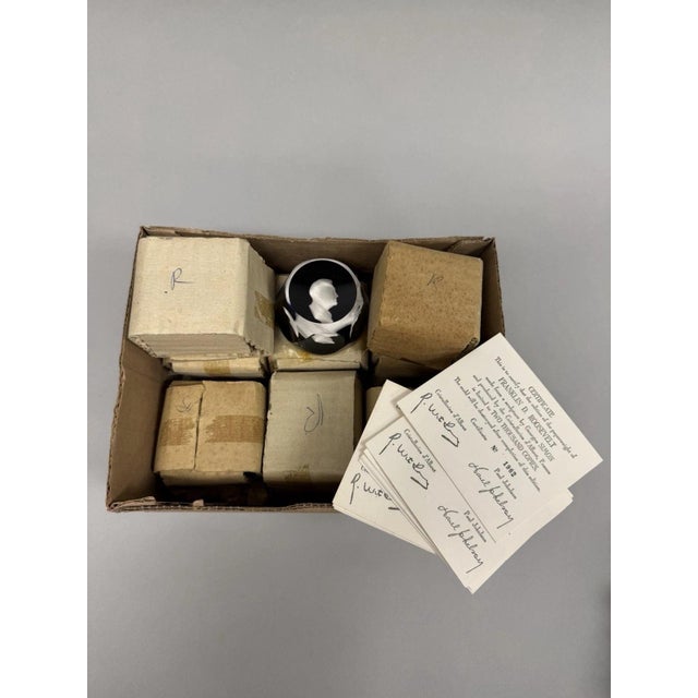 Late 20th Century Cristal d'Albret France Franklin D Roosevelt Sulphide Paperweight Faceted Purple For Sale - Image 9 of 10