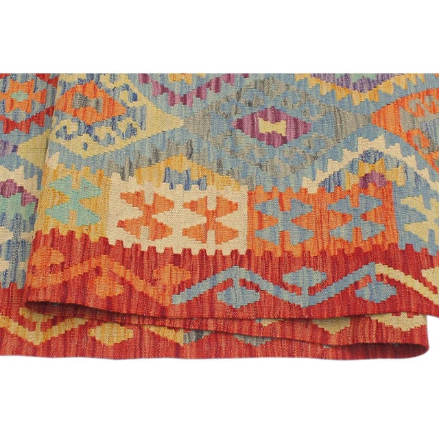 Rustic Kilim Blue Rust Hand Woven Rug - 2'9" X 9'8" For Sale In New York - Image 6 of 7