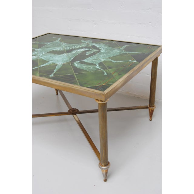 Gold Vintage Tile Top Coffee Table by Henri Plisson For Sale - Image 8 of 11