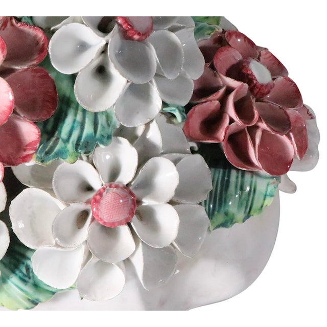 Ceramic Mid Century Capodimonte Style Ceramic Floral Centerpiece, Made in Italy For Sale - Image 7 of 11