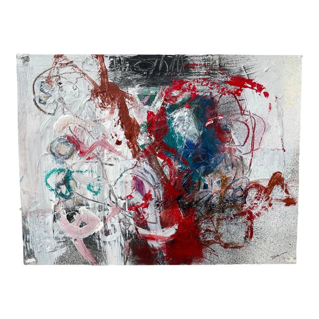 Abstract Small Work on Paper Acrylic Painting Untitled #16 by Stephanie Visser For Sale