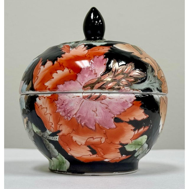 Mid 20th Century Vintage Asian Chinoiserie Lidded Jar For Sale - Image 5 of 10