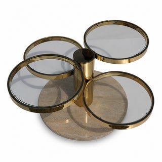Leon Rosen for Pace Collection Brass Marble Multi-Circle Coffee Table For Sale