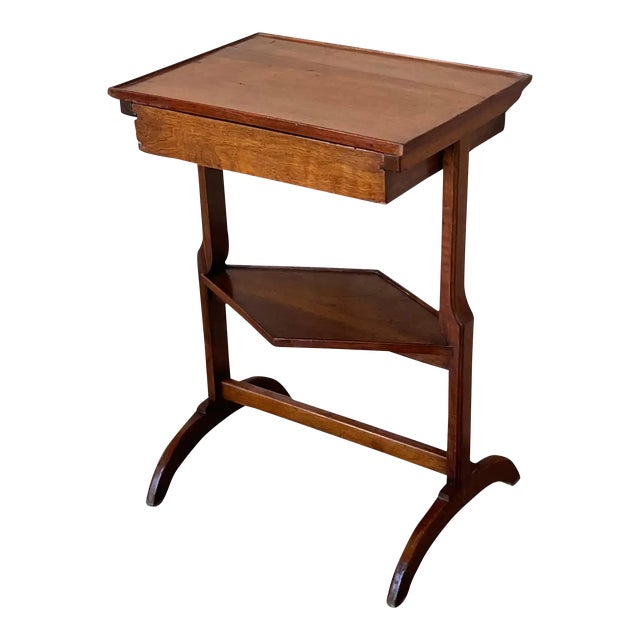 French Art Nouveau Side Table or Nightstand With Drawer and Shelve For Sale