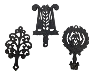 Vintage Wilton Black Wrought Iron Trivets - Set of 3