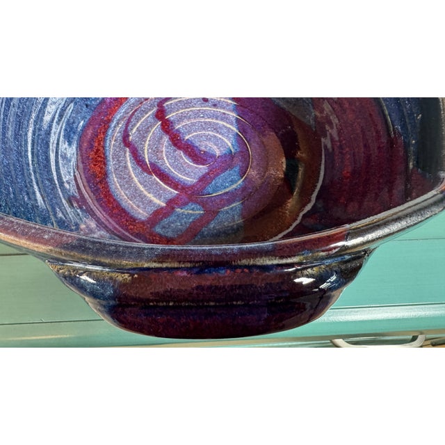 Studio Art ,Vintage Stoneware in Handmade Double Handles Rare Signed Koi For Sale - Image 14 of 18