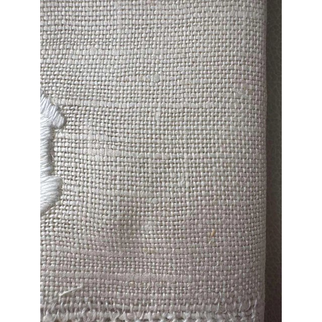 Textile Antique French Monogrammed Linen Towel or Utility Cloth with Pink Stripes | Handwoven Textured Linen FSI Monogram | c. 1900 For Sale - Image 7 of 9